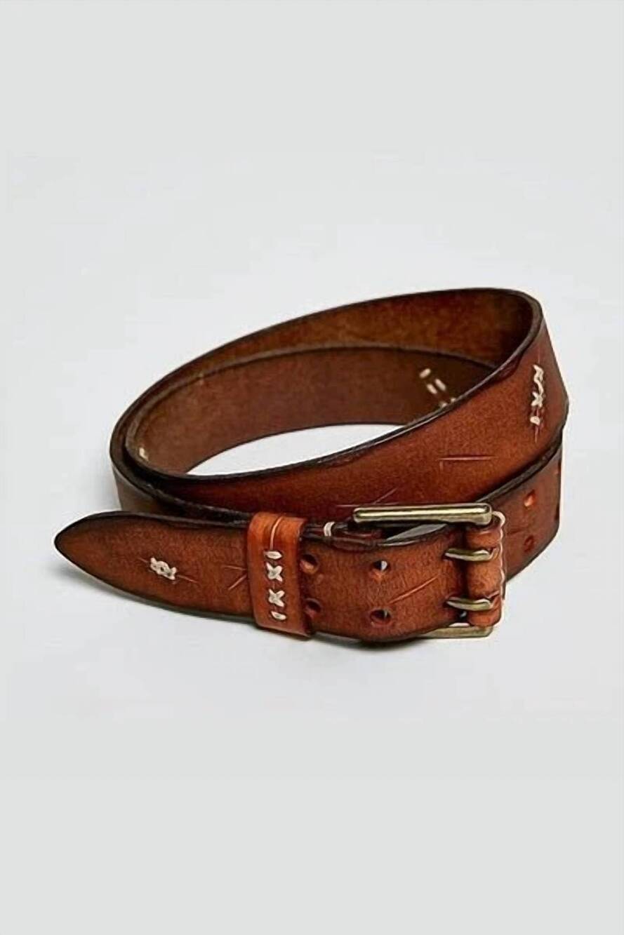 NEW POL women's copper trail leather belt in brown